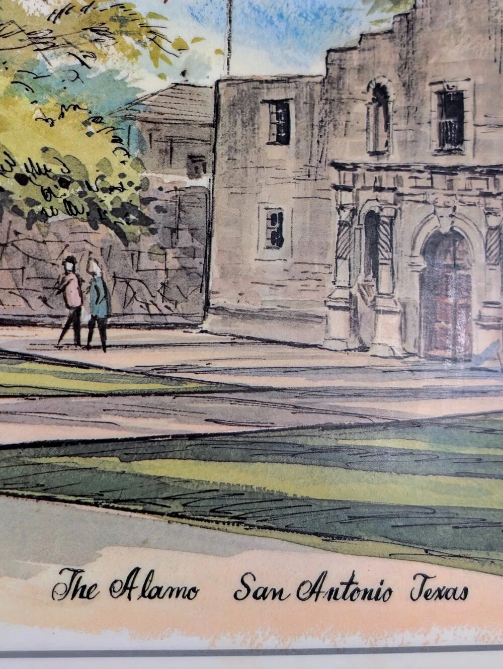 Vintage City of San Antonio, Texas James McBride Watercolor Placemats Set of 8